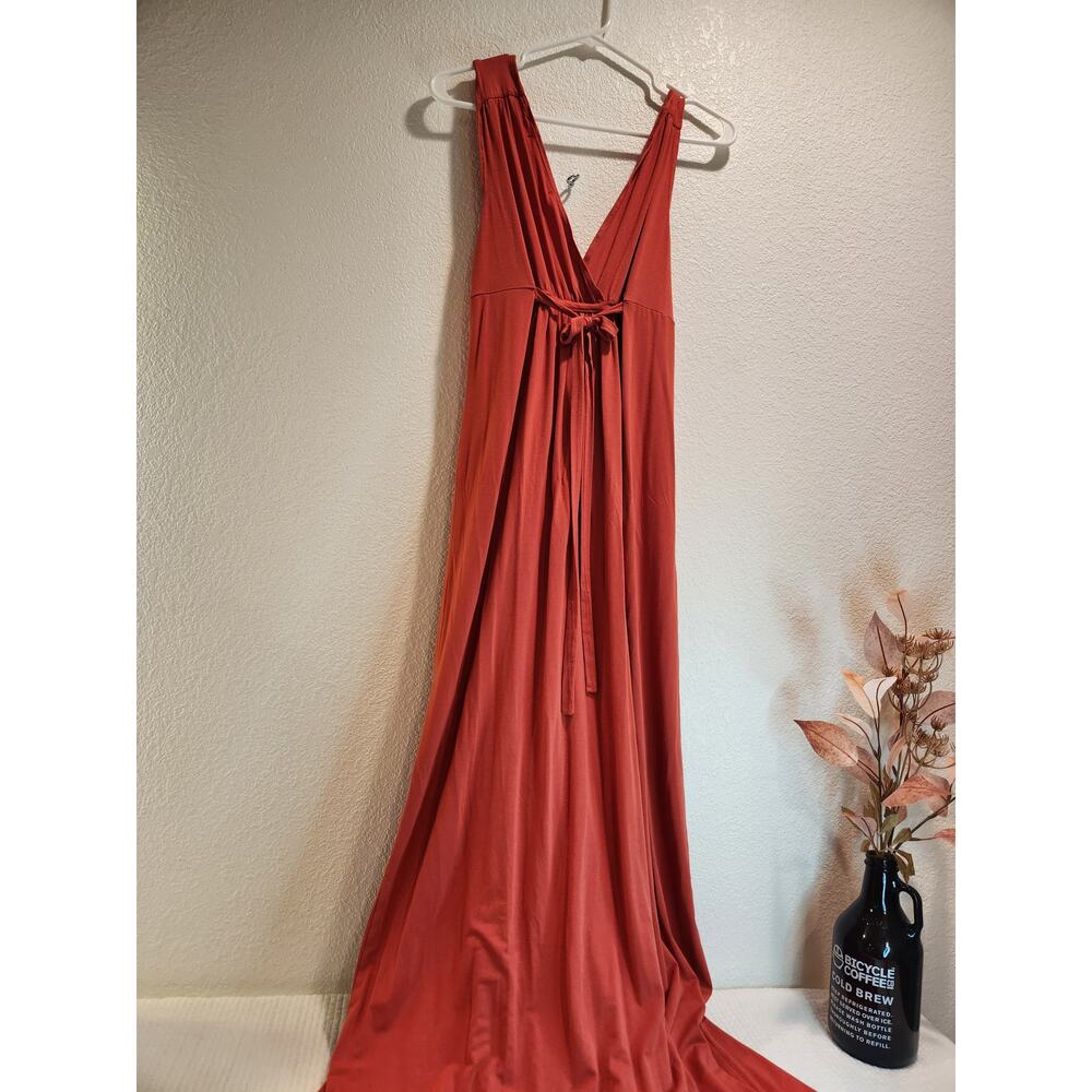 Max Studio Red Sleeveless Maxi Dress Women's M Tie‎ Waist Flowy Summer Boho